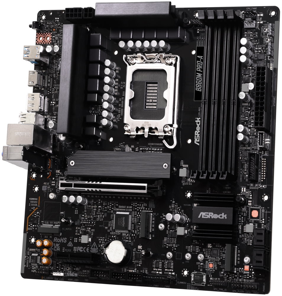 ASRock B860M Pro-A / Intel B860 / LGA1851 / 4x DDR5 / 3x M.2 / HDMI / DP / USB-C / mATX